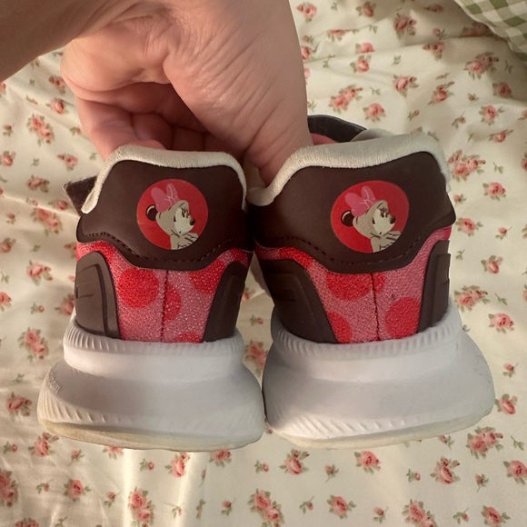 Adidas Kids Pink Polka Dot Minnie Mouse Sneakers Elastic Easy On Sizs 12.5 - Picture 4 of 6
